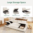 thumbnail image 6 of Marrber 111 inch Modern Corduroy U-Shaped Sectional Sofa, 6-Piece Modular Couch with Pull Out Bed, Storage Chaise Lounge, Light Beige for Living Room, 6 of 9