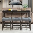 thumbnail image 3 of SESSLIFE 4 Piece Bar Table Set with Power Outlet, Counter Height Pub Table with Padded Stools, Behind the Couch Table Set for Living Room,Dining room, Dark Gray, 3 of 6