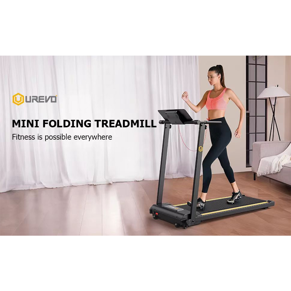 UREVO Folding Treadmill, 2.25HP Portable Mini Treadmills for Home Office, Compact Threadmill with 12 HIIT Modes, LCD Display, 265 lbs Capacity - image 4 of 12
