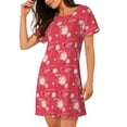 thumbnail image 2 of Balery Hello Summer Flamingo Camisón de manga corta con cuello redondo para mujer, cómodo y elegante., 2 of 6