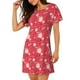 thumbnail image 2 of Balery Hello Summer Flamingo Camisón de manga corta con cuello redondo para mujer, cómodo y elegante., 2 of 6