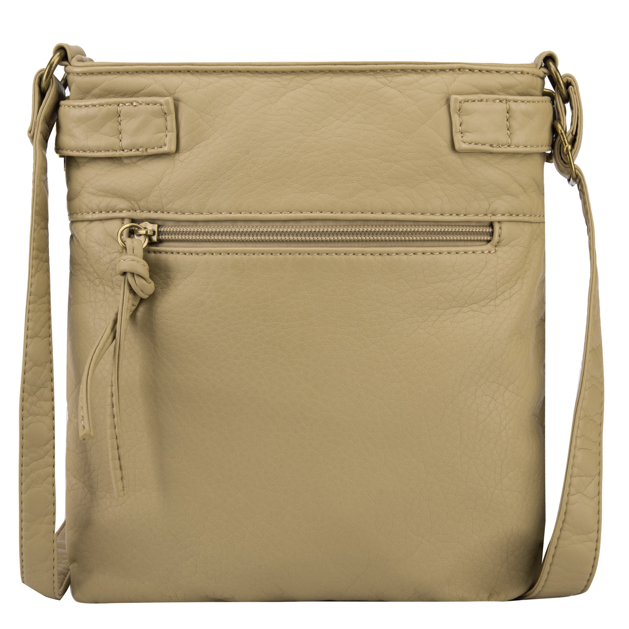 Montana West Crossbody Bag for Women Soft Washed Leather Multi Pocket Shoulder Purses, Beige