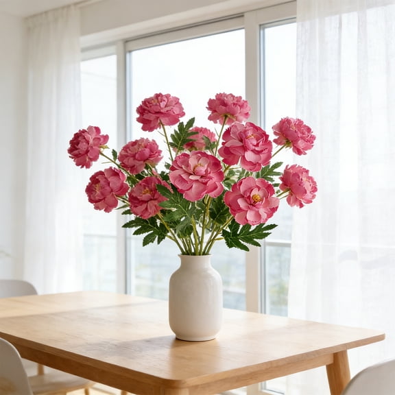 YIMWNYI 3 Headed Artificial Peony Bouquet, Realistic Faux Flowers, Home Decoration, Elegant Gift Idea, Lifesize Imitation Floral Arrangement, Maintenance-Free Decor