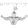thumbnail image 2 of Rhodium Plated 925 Sterling Silver Upper Body Bodybuilder Pendant, 2 of 5
