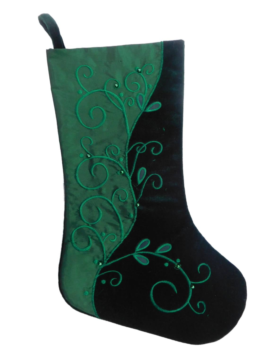 Embellished Green Velvet Scroll Christmas Holiday Stocking Walmart