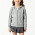 thumbnail image 2 of YDFCWXW Kids Full Zip-Up Hoodie Solid Sweatshirt Boys Girls | Cord-free Hood Design with Front Pocket Casual Daily (Light Gray, 11-12 Years), 2 of 7