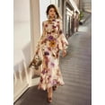 thumbnail image 4 of Ruffled waist printed dress, elegant long dress for women, 4 of 5