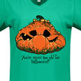 thumbnail image 4 of Inktastic Never Too Old for Halloween Pumpkin Women's V-Neck T-Shirt, 4 of 5