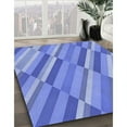 thumbnail image 3 of Ahgly Company Machine Washable Indoor Round Transitional Blue Ribbon Blue Area Rugs, 6' Round, 3 of 7
