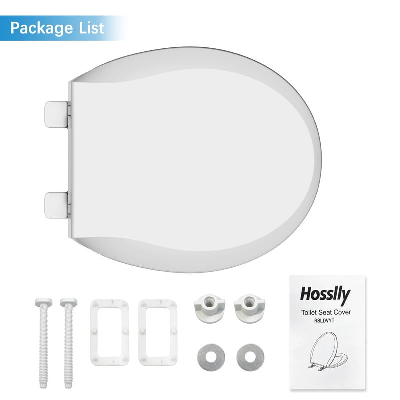 Durable Round Toilet Seat with Slow Soft Close - Easy to Install and Clean, Never Loosens - White, Fits Most Round Toilets