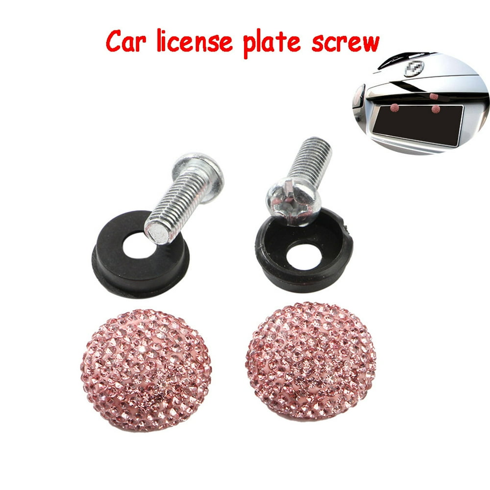 Rhinestone Number Plate Covers Car Screw Bolt Caps License Plate