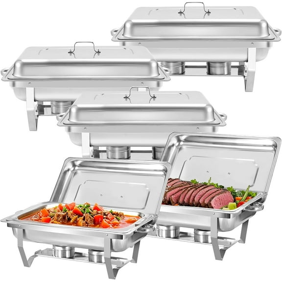 Jacgood 5 Pack 8QT Chafer Chafing Dish Buffet Sets Stainless Steel Serving Dish Catering Pans Food Warmer