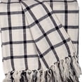thumbnail image 2 of 50" X 60" Black and Off White Cotton Woven Plaid Throw Throw Blanket with Fringe, 2 of 7
