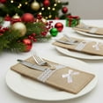 thumbnail image 5 of Christmas Knife and Fork Set, Linen Cutlery Storage Bag for Holiday Table Setting, Christmas Table Decoration with Snowflakes & Bows for Dining Party, 5 of 6