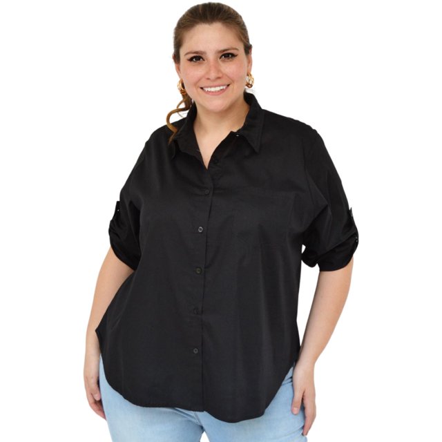 Camisa oversize Roman Fashion/Tallas Extras, 9513 (Negro) negro 40 Roman Fashion BL-RF-9513-NEGRO-ALL
