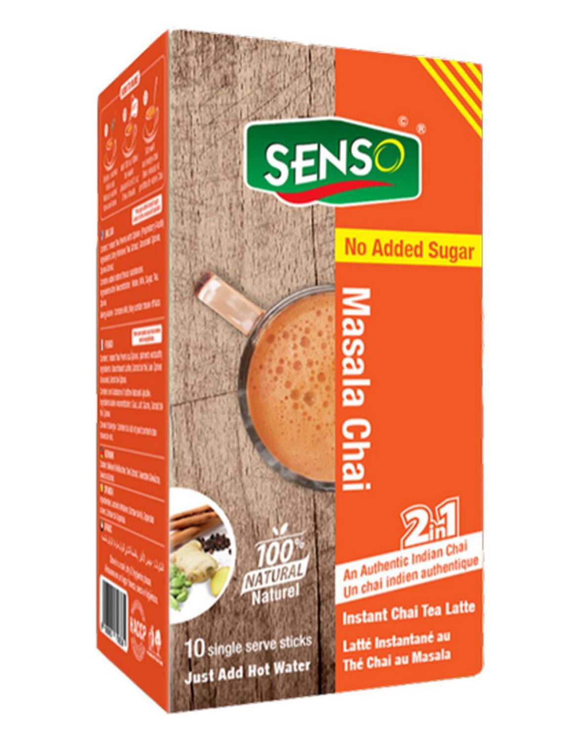 Senso Unsweetened Masala Chai Instant Tea Premix , 160g, Zero Sugar Added, 10 Single Serve Sticks