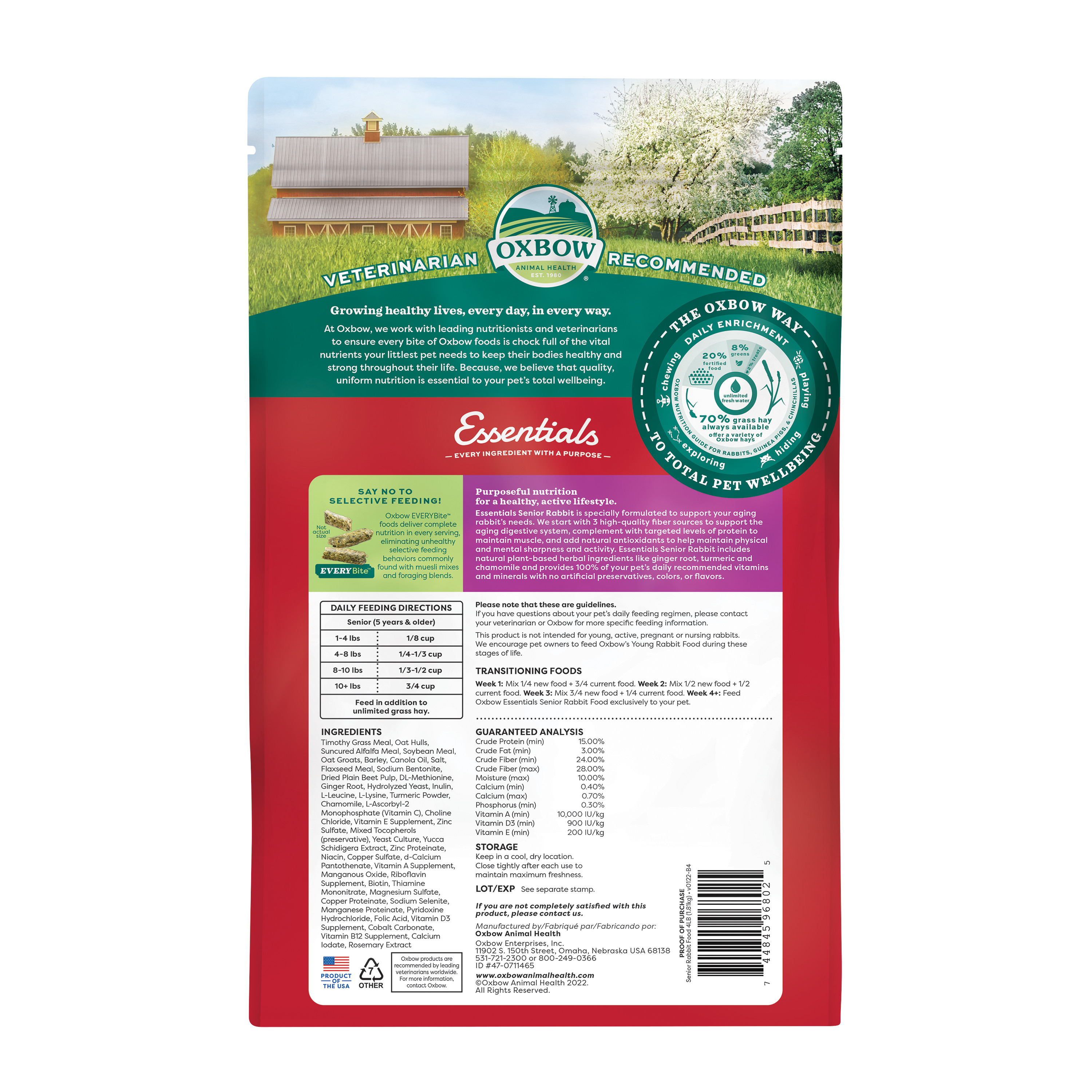 Oxbow Animal Health Essentials Senior Rabbit Food, 4 lbs photo 2