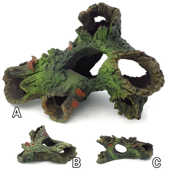 Walbest Aquarium Resin Simulation Wooden Cave Model Fish Tank Landscaping Ornament, 1 Pc