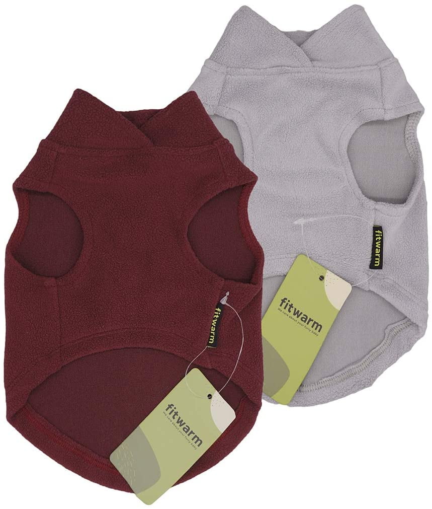 Fitwarm 2 Pack Fleece Dog Clothes Doggie Shirts Puppy Outfits Pet Stretchy Vest XXL