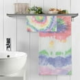thumbnail image 5 of Rainbow Tie Dye Swirl Hippie Circle Batik Cotton Towel Set 2 Piece, 1 Bath Towels 1 Washcloth, Soft Fast Dry Super Absorbent Face Hand Towel for Bathroom Hotel Gym Spa and Beach, 5 of 7
