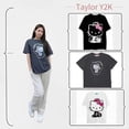 thumbnail image 2 of Camiseta Sanrio Hello Kitty con estampado de dibujos animados, Top de cuello redondo, versión coreana, moda urbana con personalidad, manga corta de algodón Y2K para chica, 2 of 4