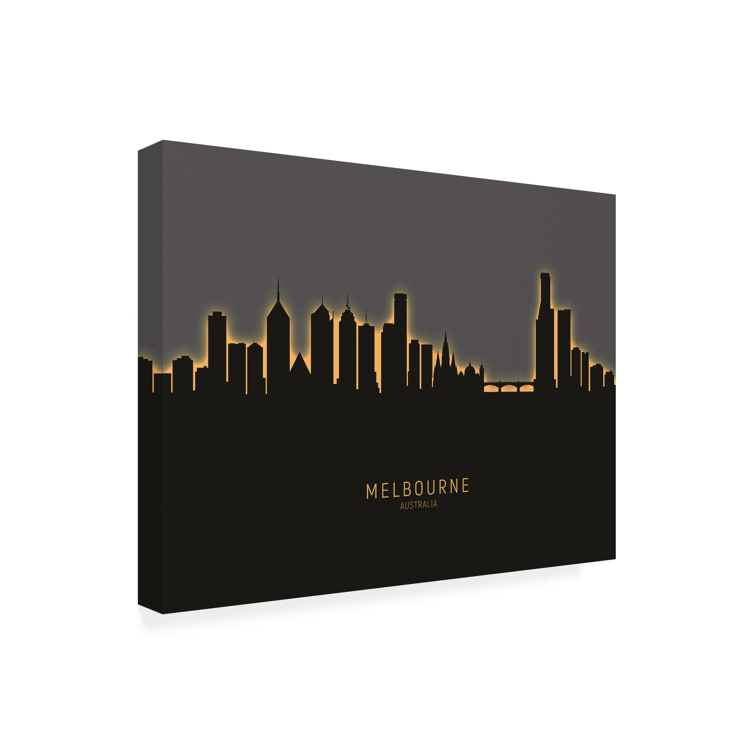 Michael Tompsett 'Melbourne Australia Skyline Glow II' Canvas Art