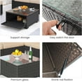thumbnail image 6 of 6 Piece Dark Brown + Beige Patio Rattan Sofa Bed with Retractable Canopy and Storage Side Table, Patio Sofa Bed Set with Soft Cushions and Backrest Cushions, Garden Parlor Set Thick Seat, 6 of 8