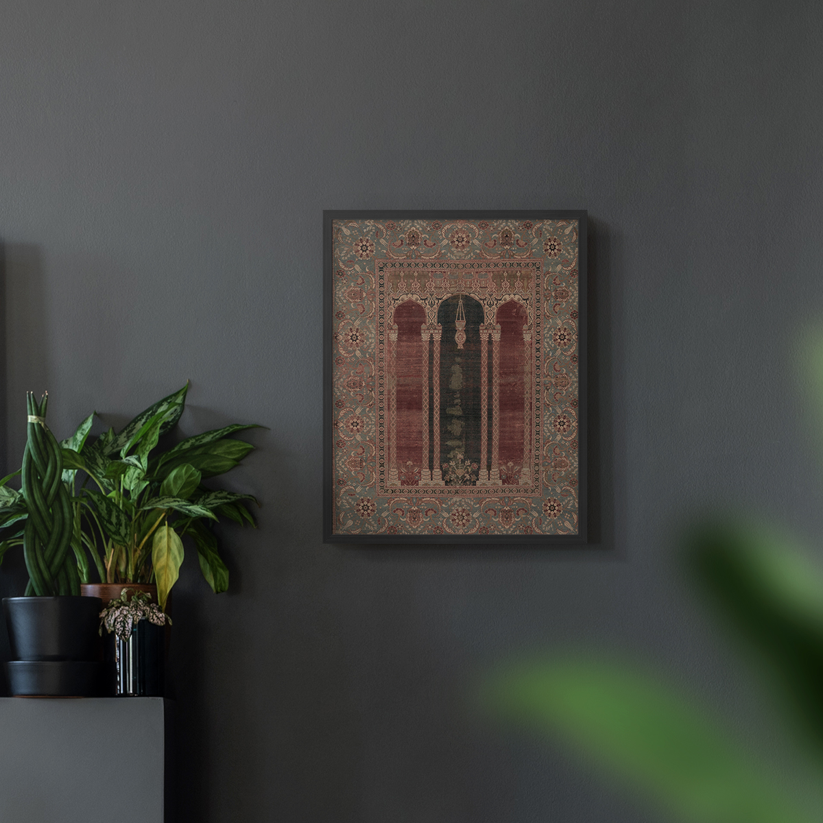 Vintage Abstract Print C - 14in. x 11in. Vintage Framed Print in Black Wood Frame