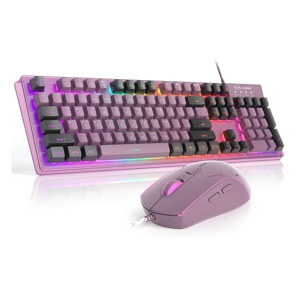 Gaming Keyboard and Mouse Combo, K1 RGB LED Backlit Keyboard with 104 Key for PC/Laptop