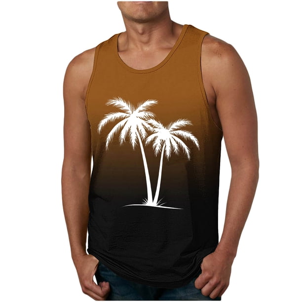 Camiseta sin mangas de cuello redondo para hombre, moda informal de verano, chaleco holgado, estampado deportivo, camiseta sin mangas de cuello redondo, blusa de poliéster para hombre