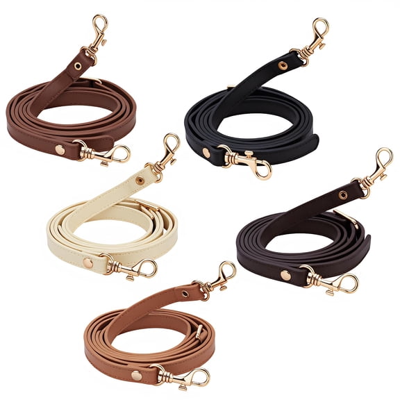 5 Colors Leather Purse Straps Replacement Crossbody Adjustable Leather Straps for Bags Bag Strap with Golden Swivel Lobster Buckles 50 Inch for DIY Handbag Craft