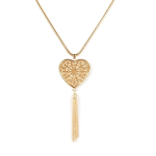 Collar de mujer Minnieouse Estilo simple Adorno Collares de borlas dorado redondeado