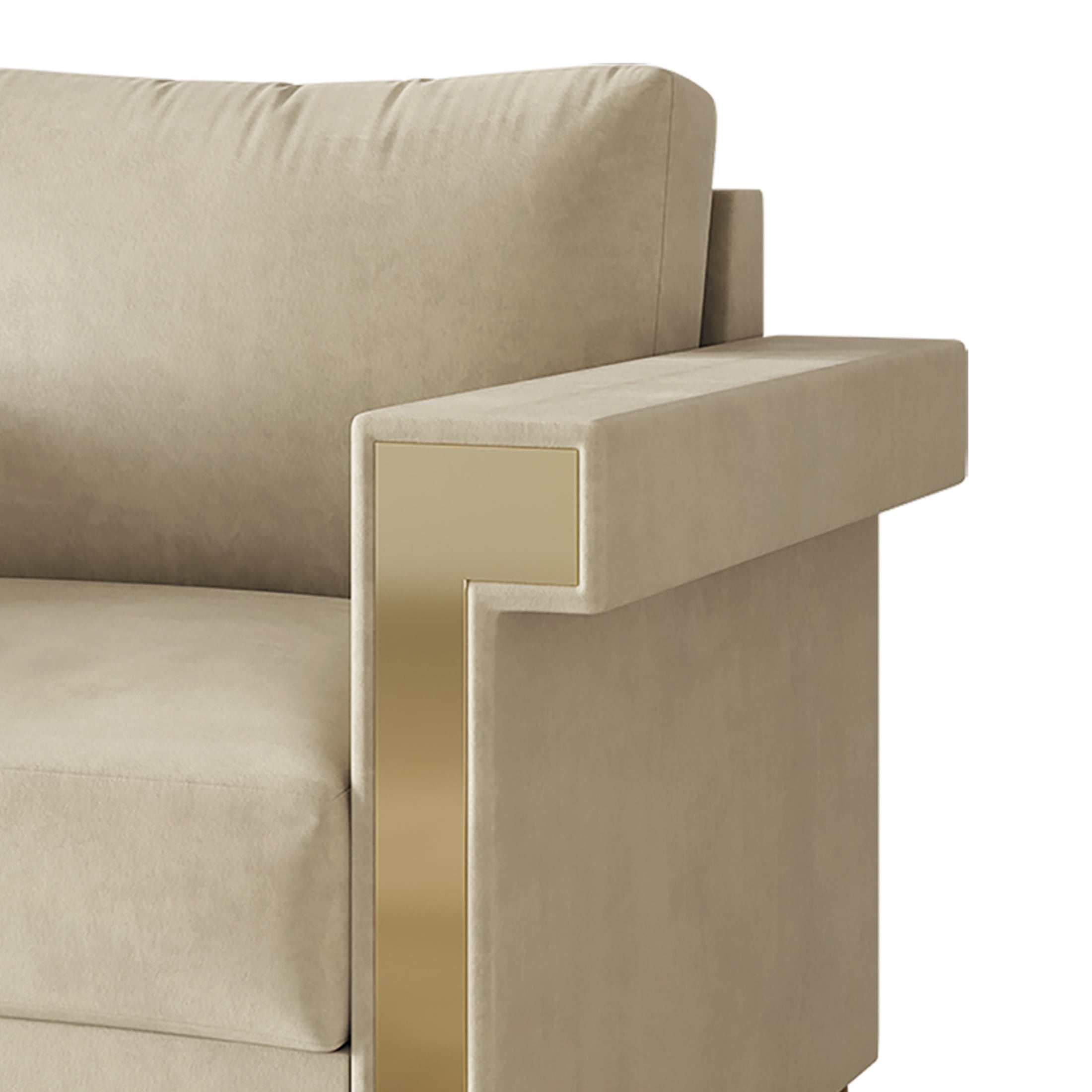 Castle Place Comtemporary Glam Velvet Upholstered Loveseat, Champagne