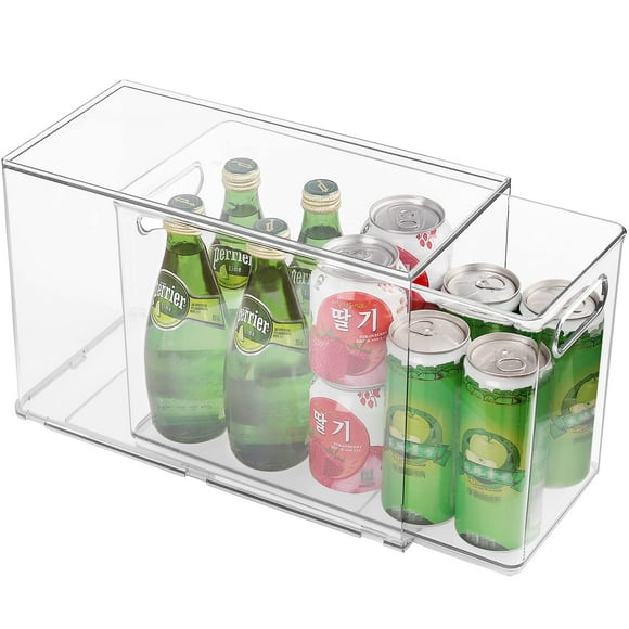 Abiudeng Refrigerator Organizer Bins, Refrigerator Storage Bins Drawers Stackable Clear Fridge Organizer - BPA Free Plastic Storage Drawers
