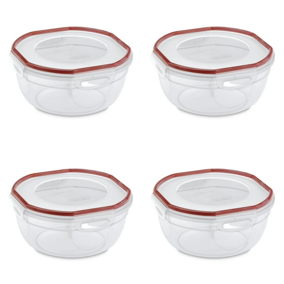 Sterilite Ultra•Seal™ 2.5 Qt. Bowl, Latching Food Storage Container, Airtight Watertight Seal, Clear, 4 Count