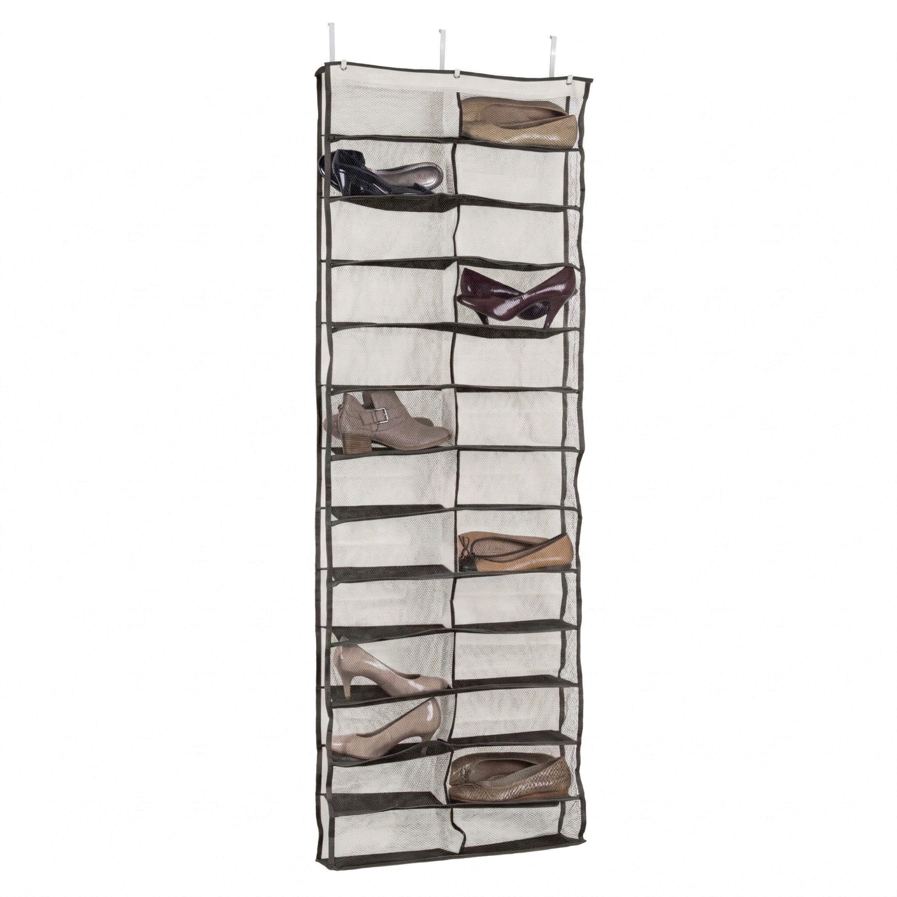 Simplify 26 Pocket Over Door Shoe Caddy in Cashmere