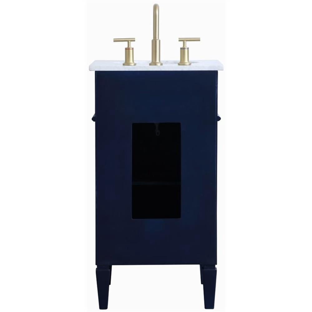 Pemberly Row Modern 18" Single Marble Top Bathroom Vanity in Blue