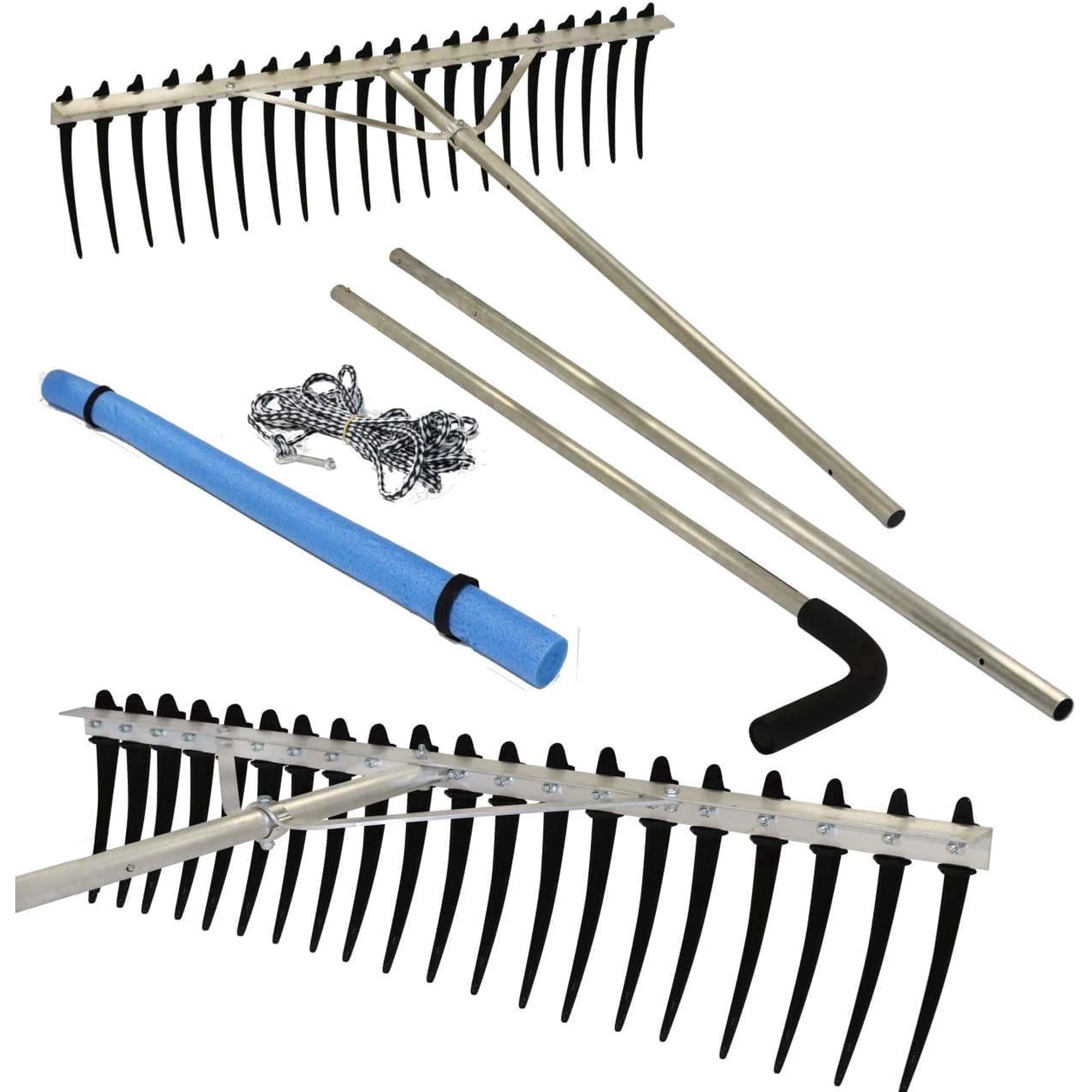 RakeZilla Heavy Duty Lake Weed Rake with 40 Inch Wide Head and 9 Inch Long Tines Pond Rake and Muck Rake for Lake for Shoreline and Debris Removal