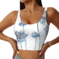 thumbnail image 2 of Haiem Pale Blue Lotus Flowers Pattern Womens Sports Bra - U Neck Padded Low Impact Yoga Bra Workout Crop Top Gym Moisture-Wicking Workout Vest -X-Large, 2 of 9