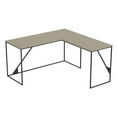 thumbnail image 1 of Safdie & Co. Computer Desk 59L Dark Taupe L-Shaped Black Metal, 1 of 4