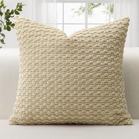 Eryueer Corduroy Soft Cushion Covers 40x40 cm Decorative Throw Pillow Covers with 3D Bubble Texture Cushion Case for Couch Sofa Bedroom Soft Pillowcase for Home Decor (Light Coffee)