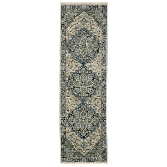 Oriental Weavers Aberdeen Area Rug 051G1 Traditional Blue Medallion Oriental 2' 3" X 7' 6" Rectangle