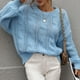 thumbnail image 3 of Gibobby Suéter para mujer, Suéter Ligero de Cuello Redondo Suéter para Mujer, para otoño e invierno(Azul,G), 3 of 5