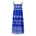 thumbnail image 3 of XVJRHAK Wedding Guest Dresses for Women Summer Women Summer Boho Print Beach Holiday Dress Strap Big Swing Maxi Dress Maxi(Blue,XXXL), 3 of 5