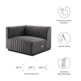 thumbnail image 6 of Modular Sofa Chair, Grey Gray Black, Velvet, French Living Lounge Cafe Lobby Hospitality Restaurant, Modern Contemporary Boutique HB33727, 6 of 6