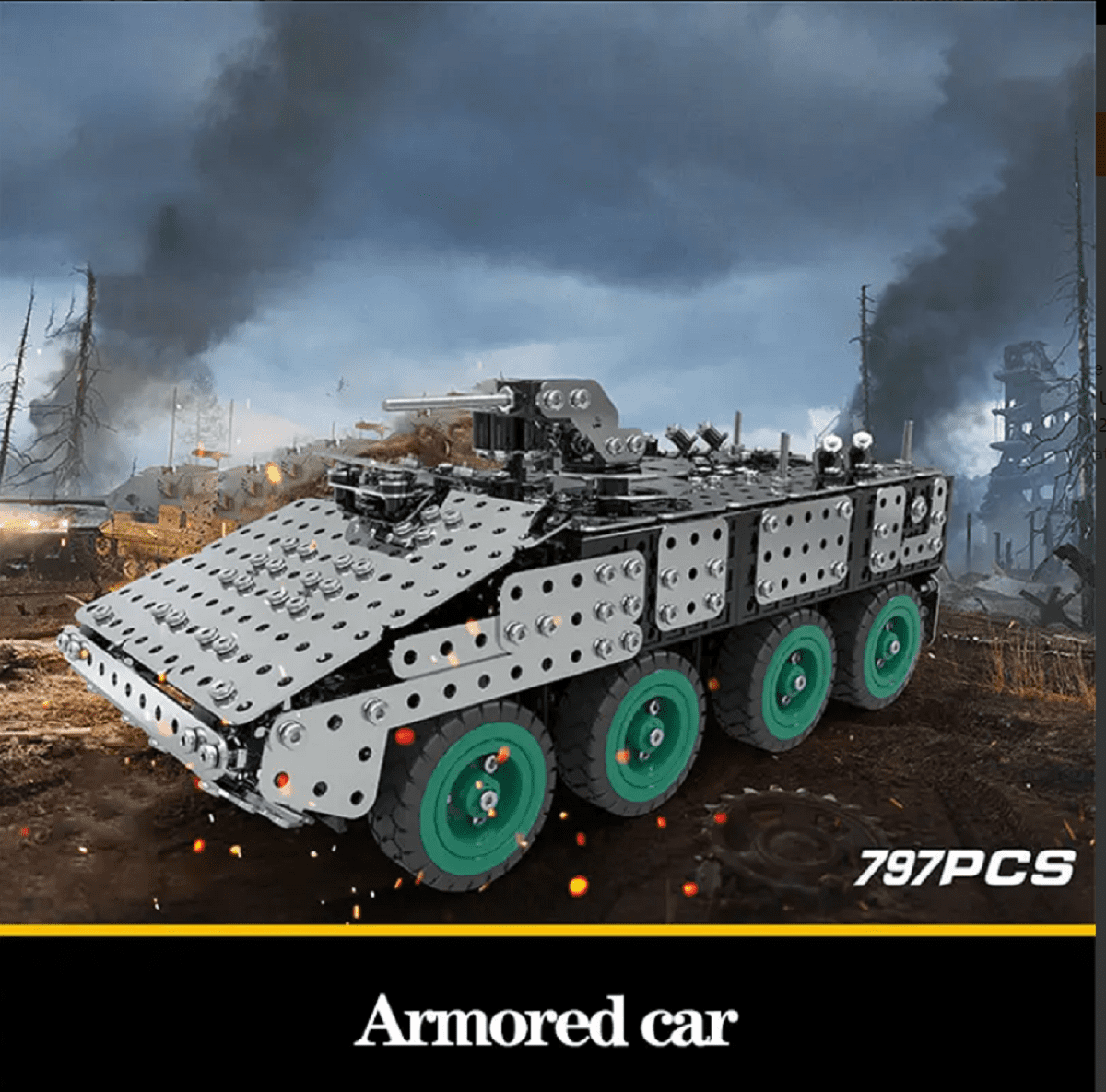 STEM Building Toys Armored transport vehicle Metal Assembled Model Education Kit Collectible Metal Building Set Block Set Construction Toys for Children and Adults