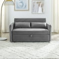 thumbnail image 6 of 55" Convertible Sleeper Sofa Bed,3 in 1 Convertible Sleeper Loveseat with USB Ports,Modern Velvet Pull Out Sofa Bed with 2 Pillows and Rivet Design for Living Room Furniture,Gray, 6 of 6