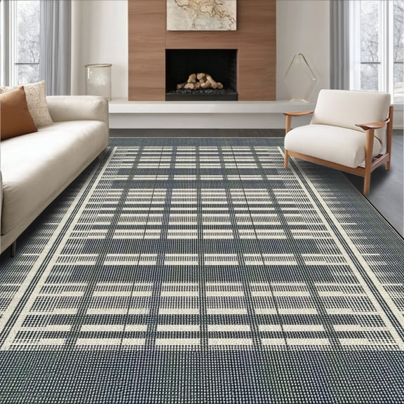 ODIKA 4'x6' Machine Washable Non-Slip Area Rug, Sleek Abstract Fringe Bathroom High Traffic Rug, Gray, 23599