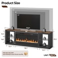 thumbnail image 5 of Bestier 70" Fireplace TV Stand for TVs up to 75", Modern Entertainment Center with 36" Electric Fireplace, TV Console with LED Lights and Adjustable Shelves for Living Room, Rustic Brown, 5 of 10