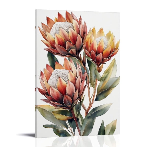 Watercolor South Africa Proteas Floral Watercolor Wall Art Decorative Painting Canvas Wall Art Posters for Room Aesthetic